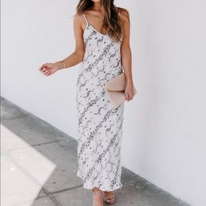 Satin Snakeskin MIDI Slip Dress: Vici